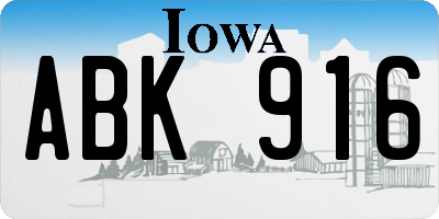IA license plate ABK916