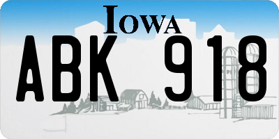 IA license plate ABK918