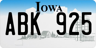 IA license plate ABK925