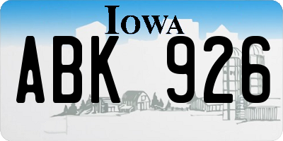 IA license plate ABK926