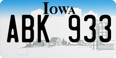 IA license plate ABK933