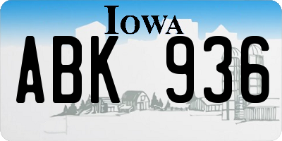 IA license plate ABK936