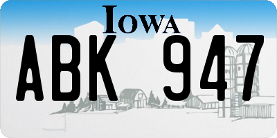 IA license plate ABK947
