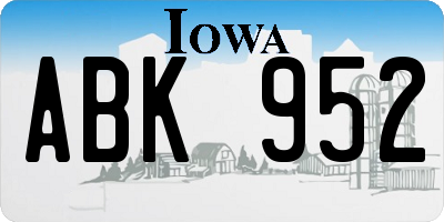 IA license plate ABK952