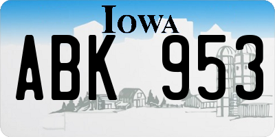 IA license plate ABK953