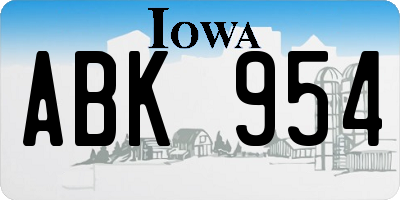 IA license plate ABK954