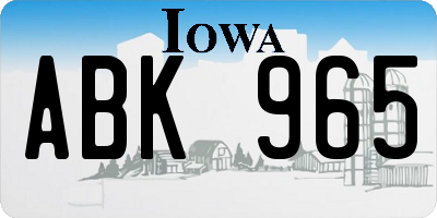 IA license plate ABK965