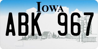 IA license plate ABK967