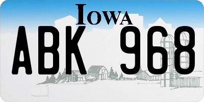IA license plate ABK968