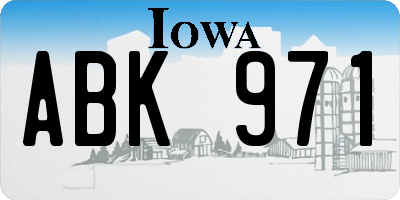 IA license plate ABK971