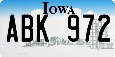 IA license plate ABK972