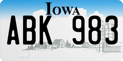IA license plate ABK983