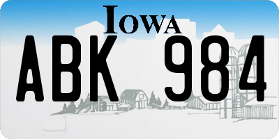 IA license plate ABK984