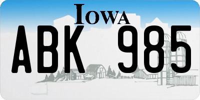 IA license plate ABK985