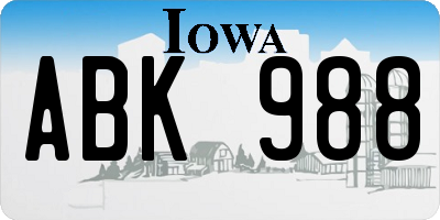 IA license plate ABK988