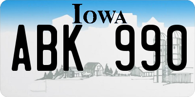 IA license plate ABK990