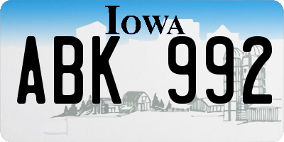 IA license plate ABK992
