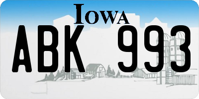 IA license plate ABK993