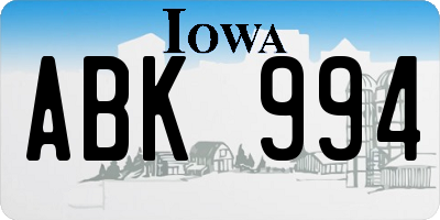 IA license plate ABK994