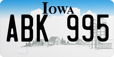 IA license plate ABK995