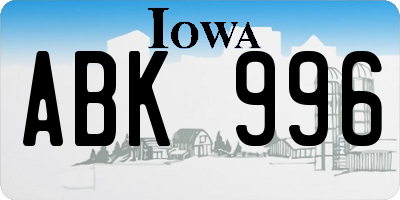 IA license plate ABK996
