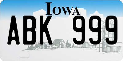 IA license plate ABK999