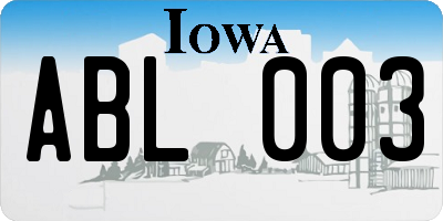 IA license plate ABL003