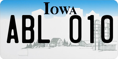 IA license plate ABL010