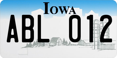 IA license plate ABL012
