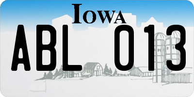 IA license plate ABL013