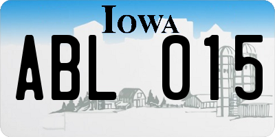 IA license plate ABL015