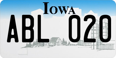 IA license plate ABL020