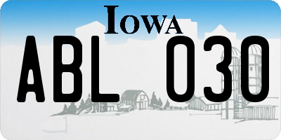 IA license plate ABL030