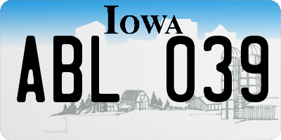 IA license plate ABL039