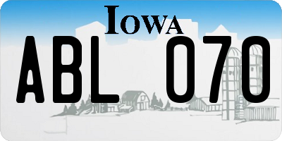IA license plate ABL070