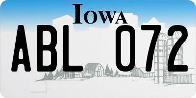 IA license plate ABL072