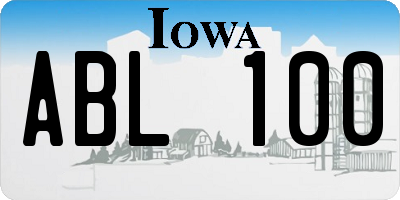 IA license plate ABL100