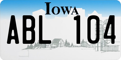 IA license plate ABL104