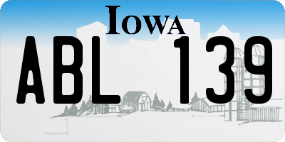 IA license plate ABL139