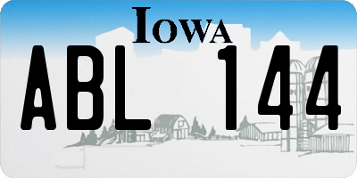 IA license plate ABL144
