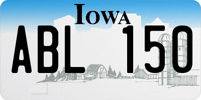 IA license plate ABL150