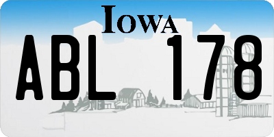 IA license plate ABL178