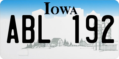 IA license plate ABL192