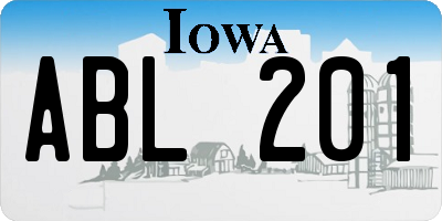 IA license plate ABL201