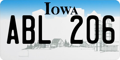 IA license plate ABL206