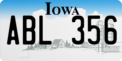 IA license plate ABL356