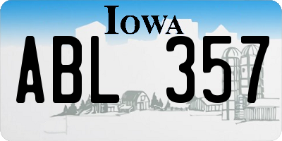 IA license plate ABL357