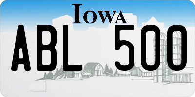 IA license plate ABL500