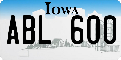 IA license plate ABL600