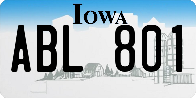 IA license plate ABL801